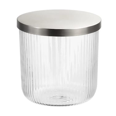 Large Fluted Glass Canister (12.7 x 12.7 x 12 cm)