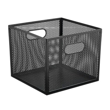 Perforated Metal Bin (Black, 25.4 x 25.4 x 20.3 cm)