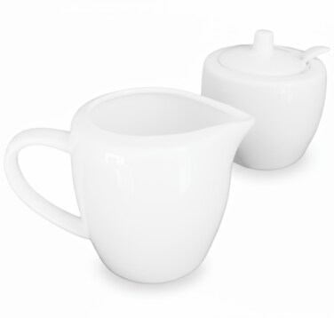 Sugar &amp; Cream Pot Set &ndash; 2 White Ceramic Pieces (200 Ml Each)