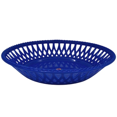 Plastic Fruit Round Tray Kitchen Counter Polypropylene Fruit Holder Modern-23Cmx5-Blue