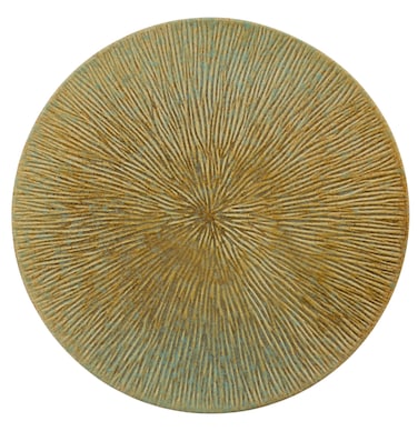 Ceramic Round Plate 25Cm*2Cm, Brown/Turquoise Ripple Design
