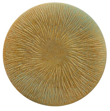 Ceramic Round Plate 29Cm*2Cm, Brown/Turquoise Ripple Design
