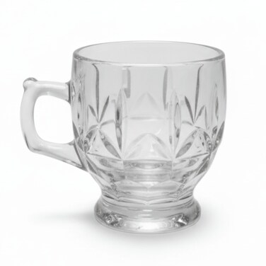 Footed Glass Tea Mug With Classic Handle, Elevated Base Design 150Ml
