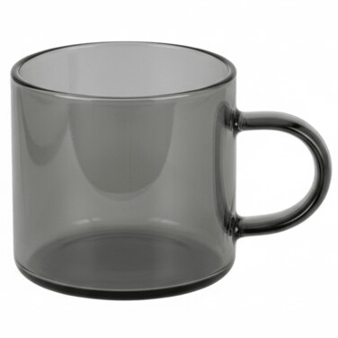 Tinted Black Glass Tea Mug With Comfortable Handle, Modern Compact Design 80Ml