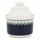 White Ceramic Sugar Jar With Elegant Navy Blue Pattern And Lid For Kitchen And Dining Use &ndash; 10 Cm