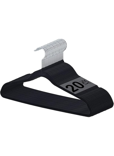 Zuelnote Flocking hanger，Premium Clothes Hangers Non-Slip Felt Hangers, Sturdy Black Hangers Heavy Duty Coat Hangers, Durable Suit Hangers for Space Saving (20)