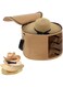 Pehciroe Large Hat Boxes with Lids, Foldable Felt Round Hat Storage Box Large Hat Box Travel with Handles and Shoulder Strap for Carrying &amp; Storing Various Types of Hats, 17.7 x 11.8 Inch, Camel