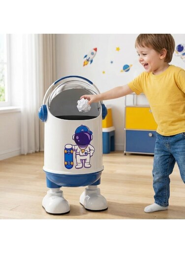 Cartoon Design Plastic trach can with Lid &acirc;&euro;&ldquo; Waste Bin for Kids Room