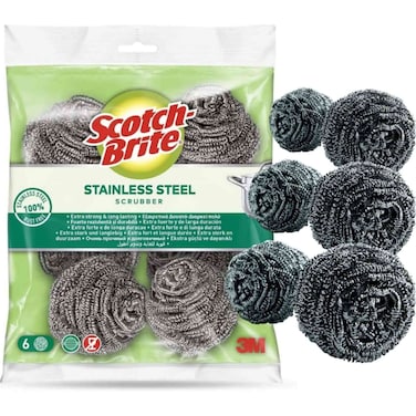Scotch-Brite Stainless Steel Metal Spiral Scrubber Scouring Pad 6 PCS