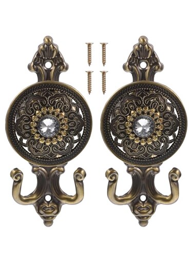 ORFOFE 2Pcs Decorative Curtain Pothooks Alloy Curtain Hangers and Hat Hooks Stylish Curtain Holders for Home D&eacute;cor and Functional Curtain Accessories