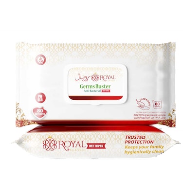 Royal Classic Anti-Bacterial Germs Buster 80 Wet Wipes
