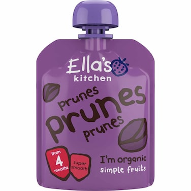 Ella&#39;s Kitchen Gluten Free Dairy Free Organic Super Smooth Prunes Puree Baby Food, 4 Months+, 70g