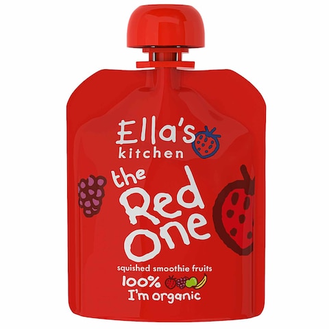 Ella&#39;s Kitchen The Red One Organic Squished Smoothie Fruits 6+ Months Baby Food, Gluten &amp; Dairy Free 90g