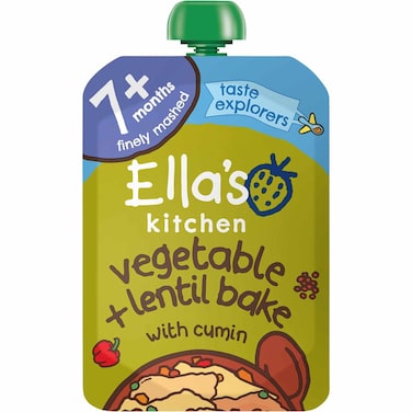 Ella's Kitchen Gluten Free Dairy Free Organic Finely Mashed Vegetables and Lentil Bake with Cumin Baby Food, 7 Months+, 130g
