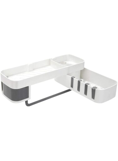ELECDON Corner Shower Shelf, No Drilling Self Adhesive Bathroom Corner Organizer 180&deg; Rotatable Shower Corner Rack, Kitchen Corner Holder for Shampoo, Body Soap, Towels, Bath Balls, Condiments