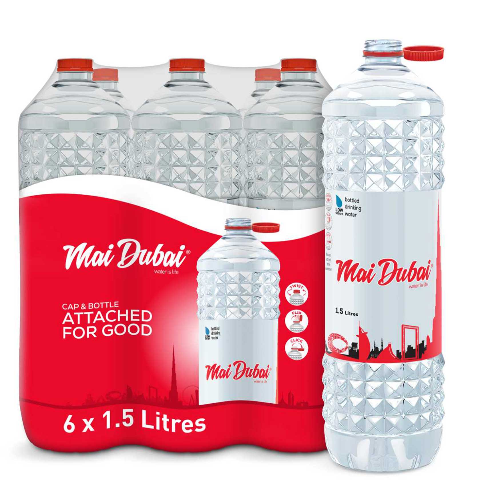 Buy Mai Dubai Low Sodium Drinking Water 1.5L Pack of 6 Online
