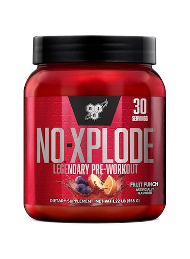 BSN N.O.-XPLODE Pre Workout Powder, Energy Supplement for Men and Women with Creatine and Beta-Alanine - Fruit Punch, 30 Servings