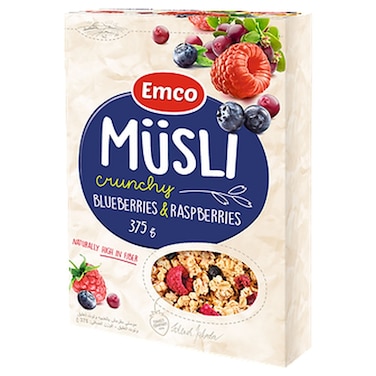 Emco Crunchy Musli with Blueberries and Raspberries, 375g