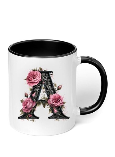 Ceramic Coffee Mug with Initial Design Printed Gift for Coffee and Tea Lovers 11 Oz alphabet A