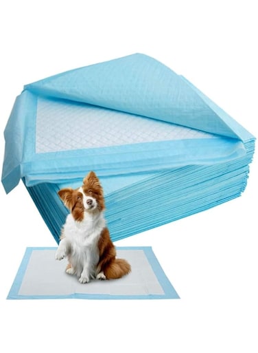 BEONE Pet Pee Pads, BEONE Super Absorbent Pet Dog Diaper, Dog Training Pee Pads, Disposable Healthy Nappy Mat For Dog Cat, Keep Healthy Clean Wet Mat M=60 45 cm = 50 pieces, Blue, peepad-BL-M