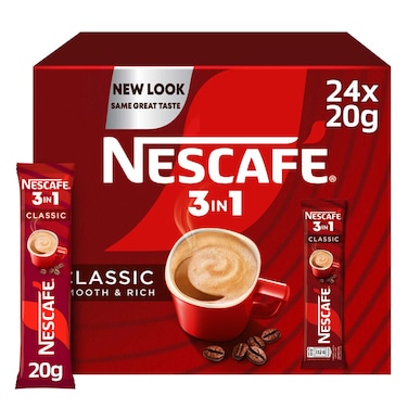 Nescafe 3-In-1 Classic Instant Coffee Mix, 20g Pack of 24