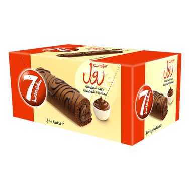 7 دايز لفائف سويسرية بالشوكولاته مع حشوة الشوكولاته، 20 غرام حزمة من 12