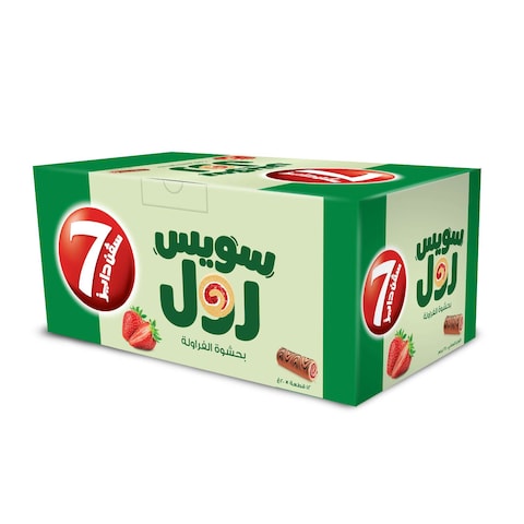 سفن دايز سويس رول كيك بحشوة الفراولة 20 غرام حزمة من 12