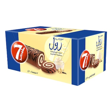 7 Days Chocolate Swiss Roll with Vanilla Filling, 20g Pack of 12