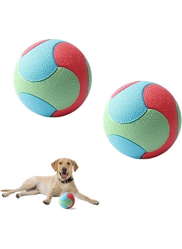 Joyzzz Rubber Dog Ball, 2 Pack High Bounce Chew Resistant Dog Ball Sets, Tough Indestructible Dog Chew Toy Ball, Solid Rubber Bouncy Ball, Durable Dog Ball for Chewing and Training