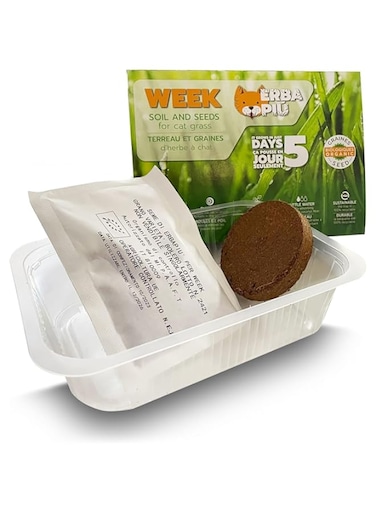 Erba Piu Week Soil and Seeds Kit for Cat Grass