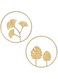 ELECDON Round Leaves, Metal Wall Art, Iron Wall Sculptures Wall Ornaments, Gold Metal Leaf Wall, Nature Gingko Biloba Art, for Home Hotel Living Room Office Decoration, 2Pcs (Gold)