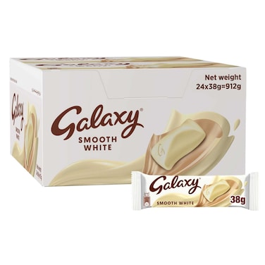 Galaxy Smooth White Chocolate Bar, 38g Pack of 24