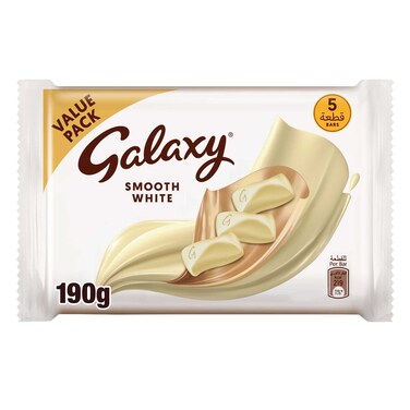 Galaxy Smooth White Chocolate Bar, 38g Pack of 5
