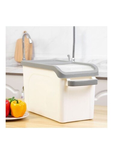 Moisture-Proof Rice Barrel Window Rice Storage Box Grey/White