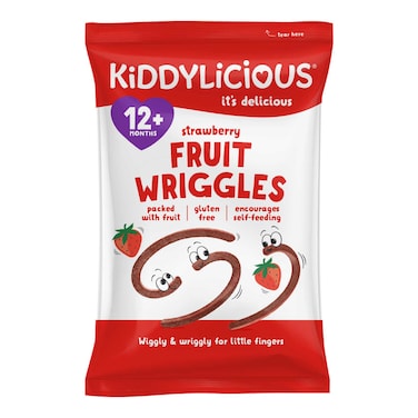 Kiddylicious Strawberry Fruit Wriggles , Delicious Snacks for Toddlers , Suitable for 12+ Months