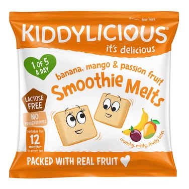 Kiddylicious Banana Mango and Passion Fruit Smoothie Melts, 12 Months+, 6g