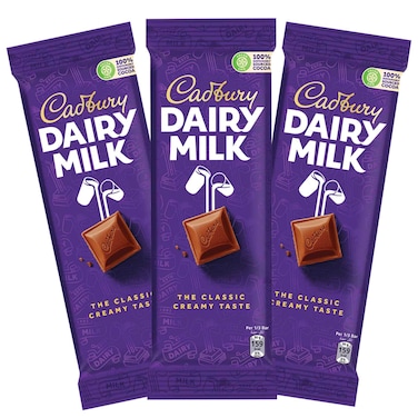 Cadbury Dairy Milk Plain Milk Chocolate Bar 90g Pack of 3