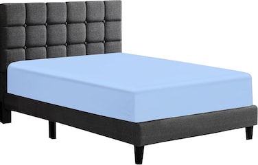 Zen 100% Egyptian Cotton Extra Deep Fitted Sheet - 300 Thread Count, Soft, Fade &amp; Wrinkle Resistant, Blue, Queen
