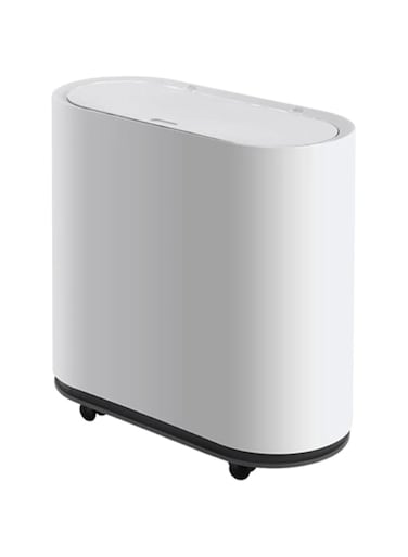 TAESTAR Trash Bin Moveable Dustbin White Garbage Bin Plastic Diaper Pail Trash can with lid for Kitchen Bathroom Bedroom office Living Home Accessories 10L (White)