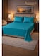 3&acirc;&euro;&lsquo;Piece Striped Microfiber Flat Bed Sheet Set, suitable for Queen and King sizes, 220x240cm &acirc;&euro;&ldquo; Soft Breathable Flat Sheet with 2 Pillowcases 50x70cm, Teal Microfiber Teal 220x240cm
