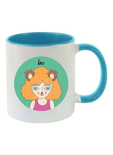 Zodiac Sign Illustration Leo Printed Mug Light Blue