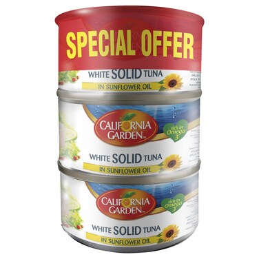 كاليفورنيا جاردن تونة بيضاء صلبة في زيت دوار الشمس 170 غرام حزمة من 3