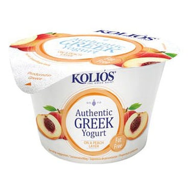 Kolios Fat Free On A Peach Layer Strained Greek Yogurt, 150g