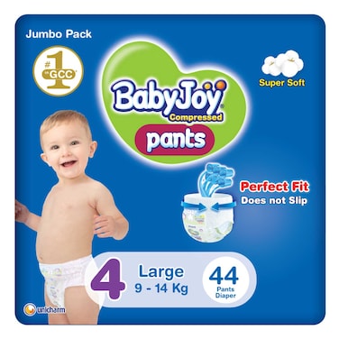 Baby Joy Cullote Diaper Pants Large Size 4 9-14kg Jumbo Pack 44 Pants