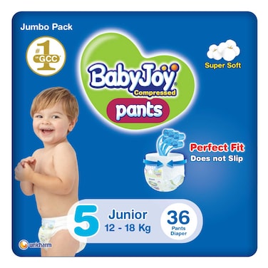 Baby Joy Cullote Diaper Pants Junior Size 5 12-18kg Jumbo Pack 36 Pants