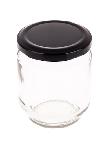 AKDC Glass Bottle W/Blk Lid L(6CM) XW(6CM) XH(8CM) Transparent