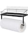 ELECDON Spice Rack Organizer for Refrigerator, 1 Pack, Paper Towel Holder Magnetic with Hooks, Multi Use Kitchen Magnetic Shelf, Cutlery Holder Organizer Utensil Hanger for Kitchens,Restaurants, Black