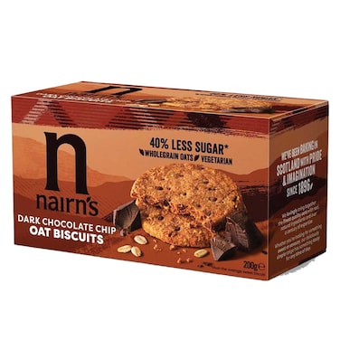Nairn's Less Sugar Dark Chocolate Chip Oat Biscuits, 200g