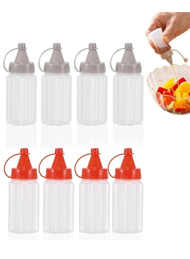 Pcs Mini Condiment Squeeze Bottles, 1oz Plastic Ketchup Bottles Squirt Honey Tomato Salad Dressing Container for Bento Box, Lunch, BBQ, Camping