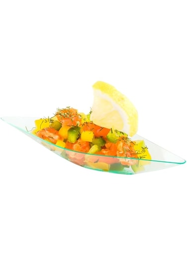 Canoe Dish, Canoe Shaped Dish - Plastic - Seagreen - 1 Oz - 100ct Box Restaurantware